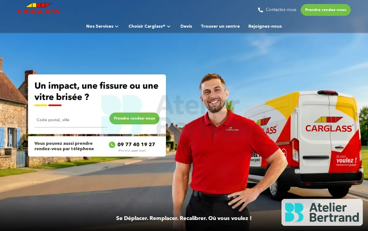 Capture : Carglass® | Spécialiste de la réparation et du remplacement de pare-brise